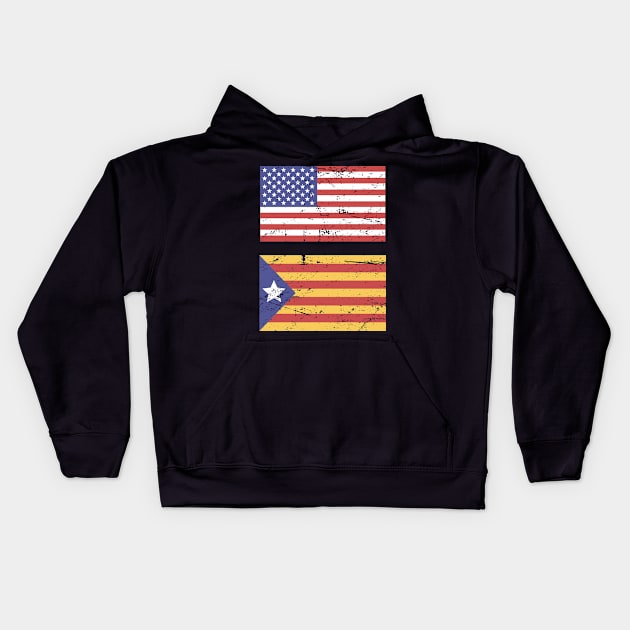 United States Flag & Catalonia Flag Kids Hoodie by MeatMan